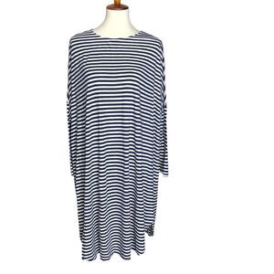 Hatch Maternity Dress One Size Navy & Cream Striped Confetti  Long Sleeve